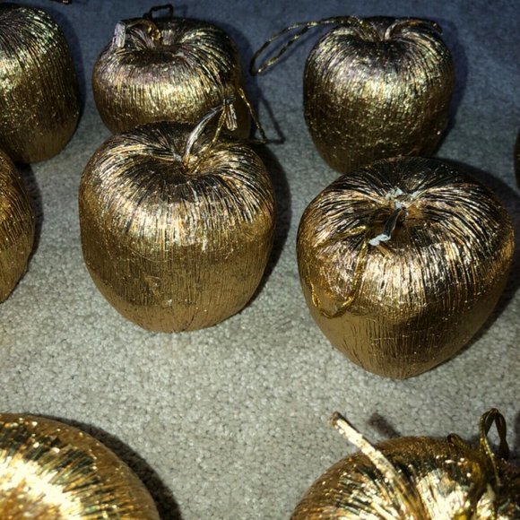 Vintage Decorative Christmas Ornament Apples Metallic Gold (15) - Picture 7 of 11